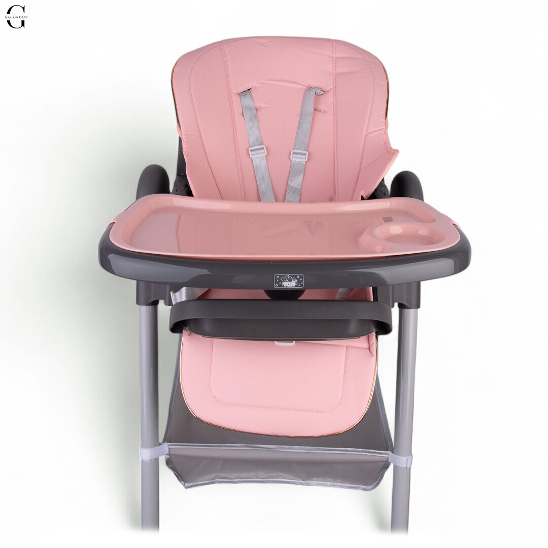 Стульчик для кормления-люлька Toti розовый, регулировка высоты, спинки и подноса, ремни безопасности.